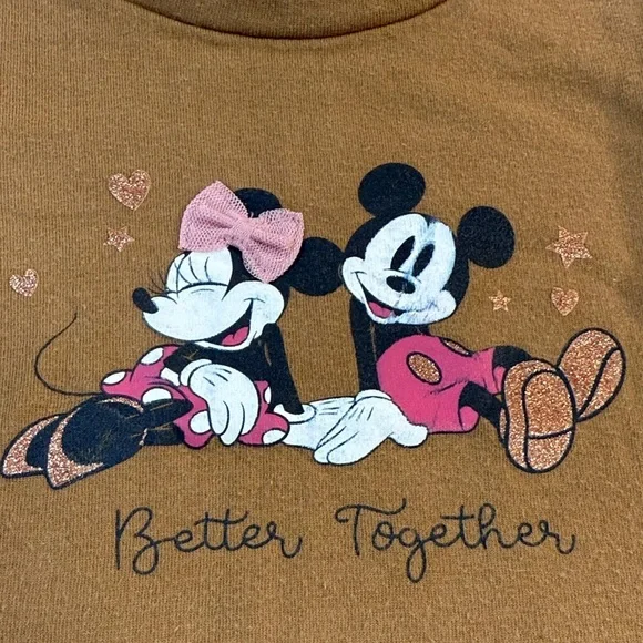GAP X Disney Kids Brown Long Sleeve Tee with Mickey and Minnie - Picture 3 of 5